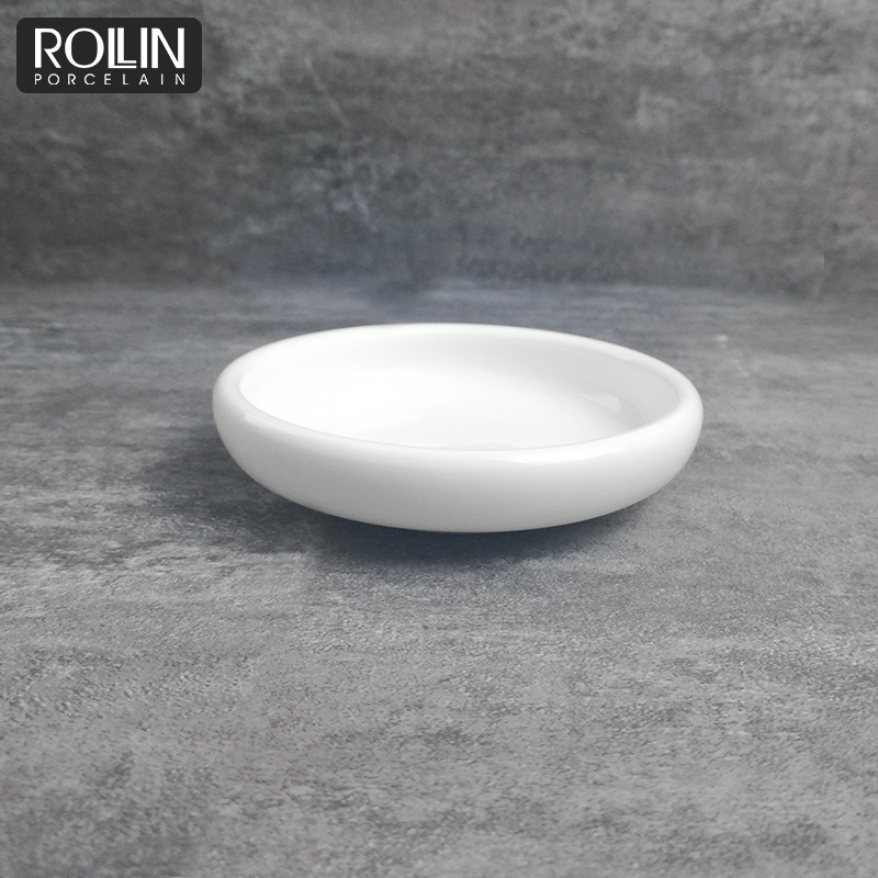 Hotel Restaurant Ceramic Porcelain Fine Bone China Small Round Thick Dinner Plates Sauce Dishes