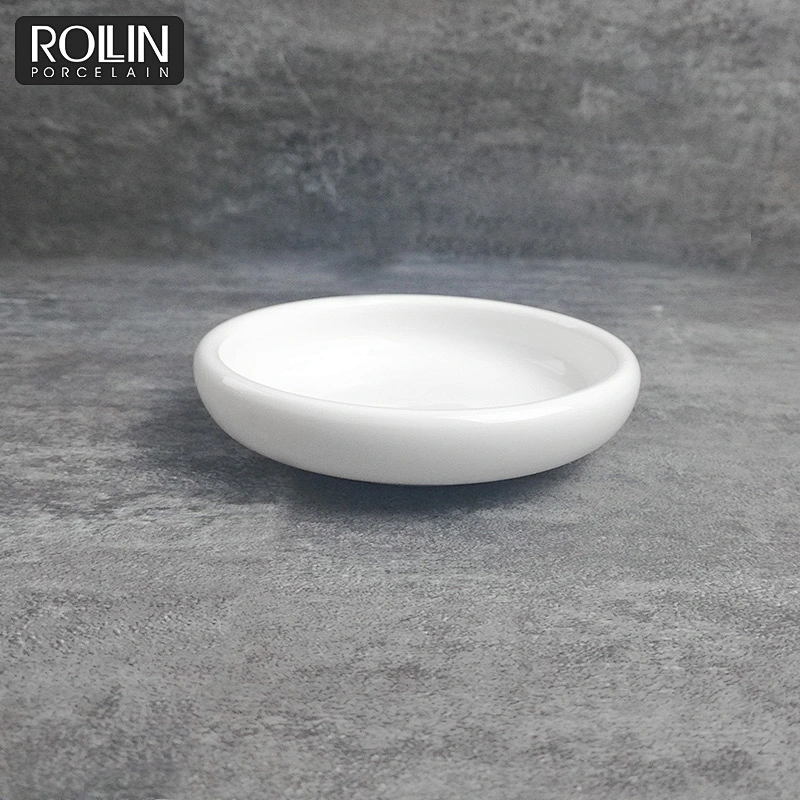 Hotel Restaurant Ceramic Porcelain Fine Bone China Small Round Thick Dinner Plates Sauce Dishes