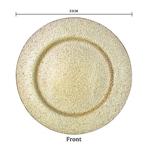 High Quality Wedding Elegant Fancy Antique Gold Charger Plate Glass