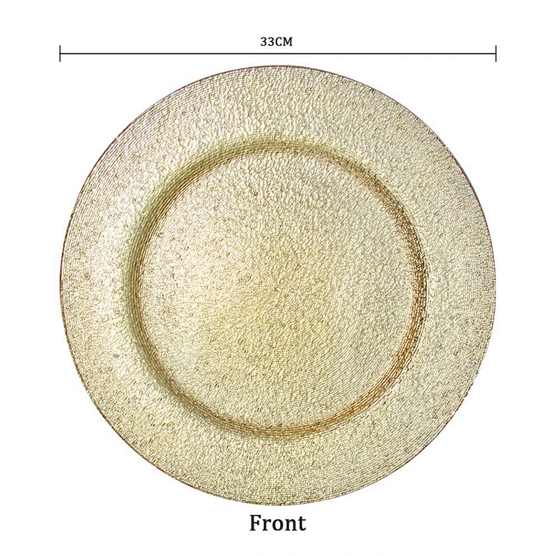 High Quality Wedding Elegant Fancy Antique Gold Charger Plate Glass