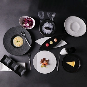 Modern Design Porcelain Dinner Plate Matte White Plate Elegant Dining Plates for Hotels