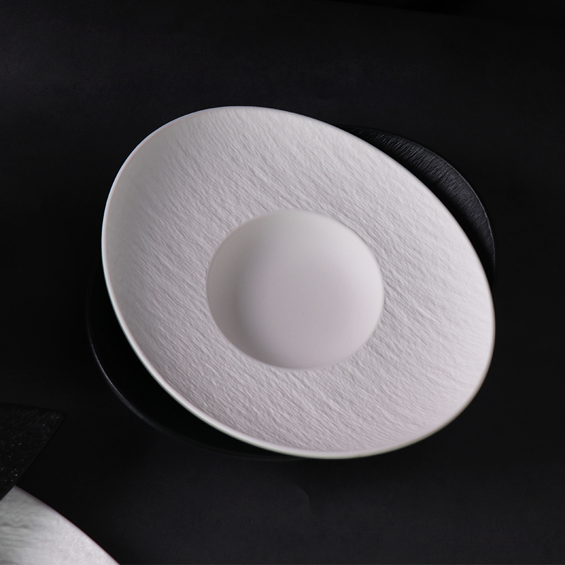 High temperature matte black white ceramic porcelain dinner plates soup plate dishes for tableware