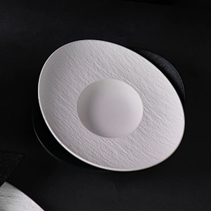 High temperature matte black white ceramic porcelain dinner plates soup plate dishes for tableware