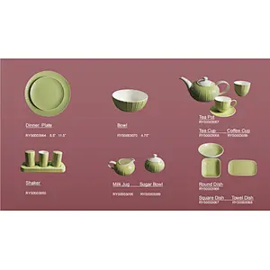 Hotel Tableware Green Glazed Dinnerware Bone China Dinnerset