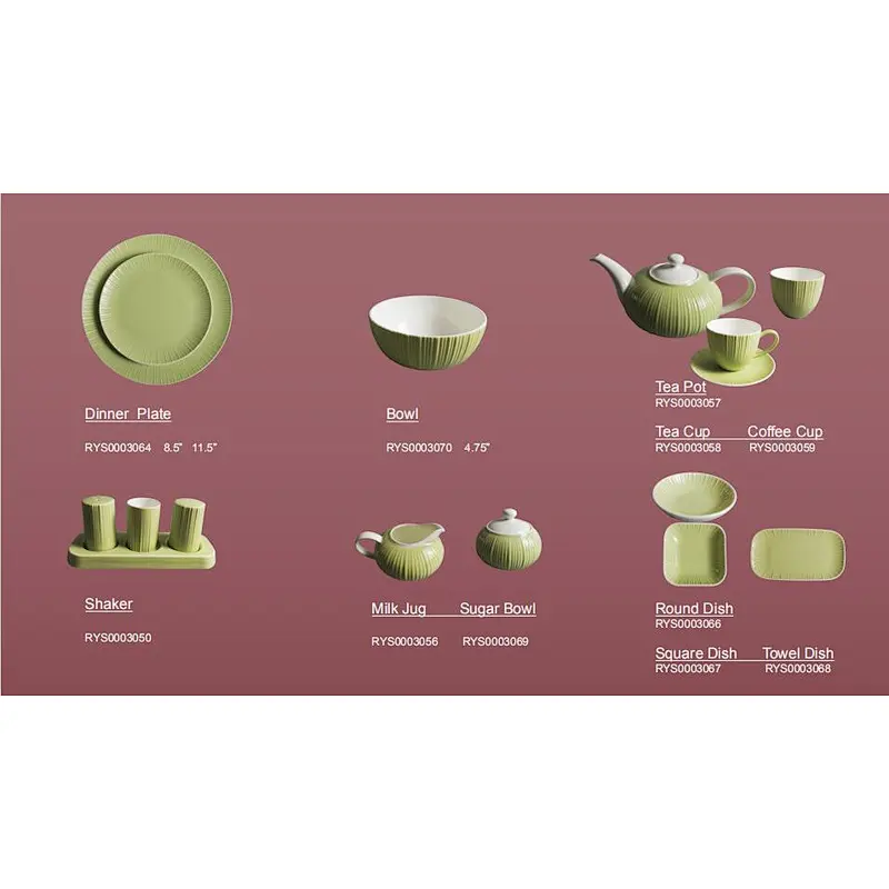 Hotel Tableware Green Glazed Dinnerware Bone China Dinnerset