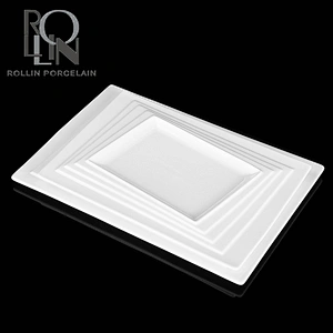new design flat buffet plate sushi bread crokery plate special rectangle buffet plate