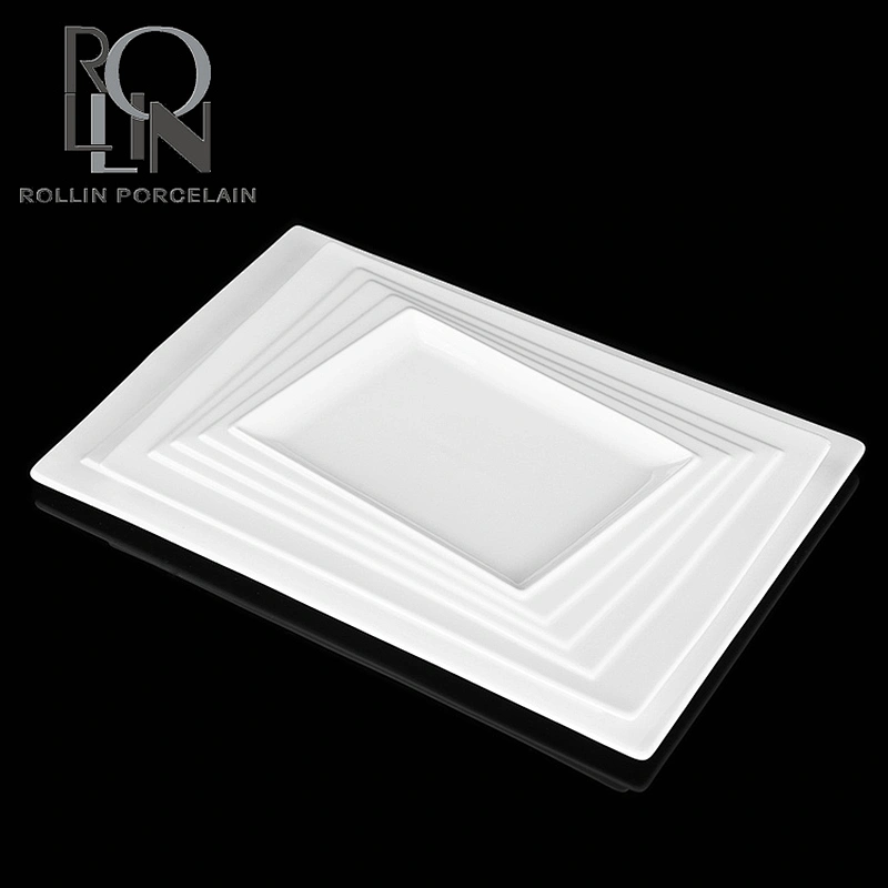 new design flat buffet plate sushi bread crokery plate special rectangle buffet plate