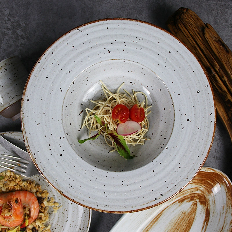 Custom tableware grey dinner set ceramic dinnerware for restaurant