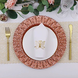 Wholesale fancy design wedding charger plates party fashion dinning tableware glass plates for reception event