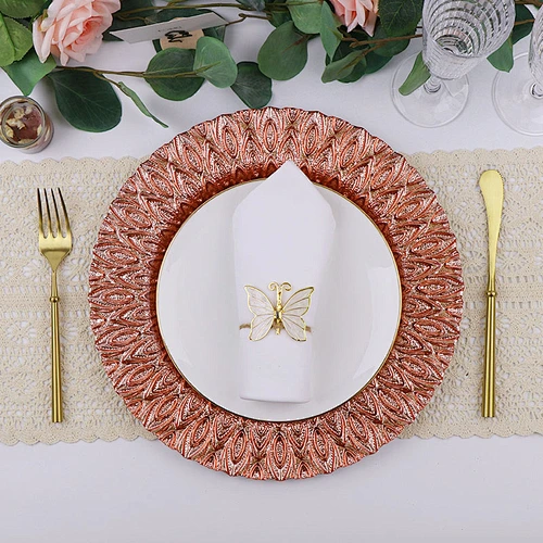 Wholesale fancy design wedding charger plates party fashion dinning tableware glass plates for reception event