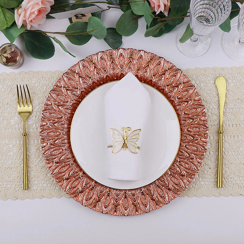 Wholesale fancy design wedding charger plates party fashion dinning tableware glass plates for reception event