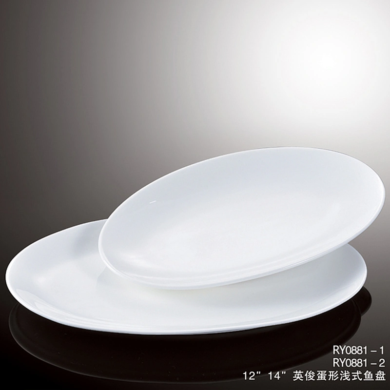 Wholesale high quality hot sale safe ceramic porcelain oval dinner plates white