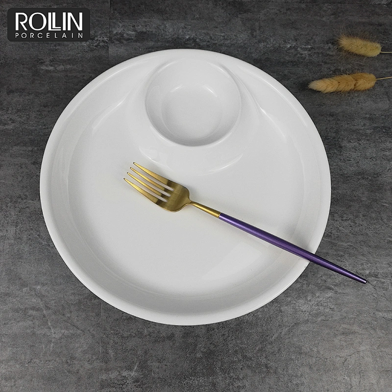 Eco-friendly dinnerware white porcelain plates serving plate for restaurant