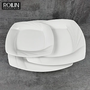 Wholesale custom size white porcelain square decorative dessert china plate square