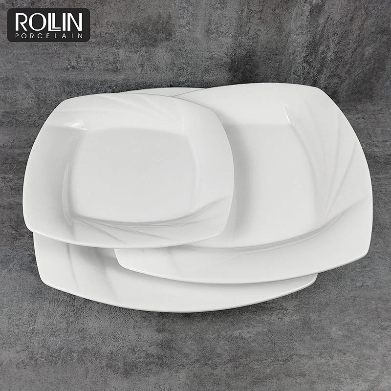 Wholesale custom size white porcelain square decorative dessert china plate square