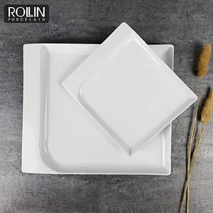 wholesale cheap porcelain square plate for daily use banquet hotel ceramic plate for hotel