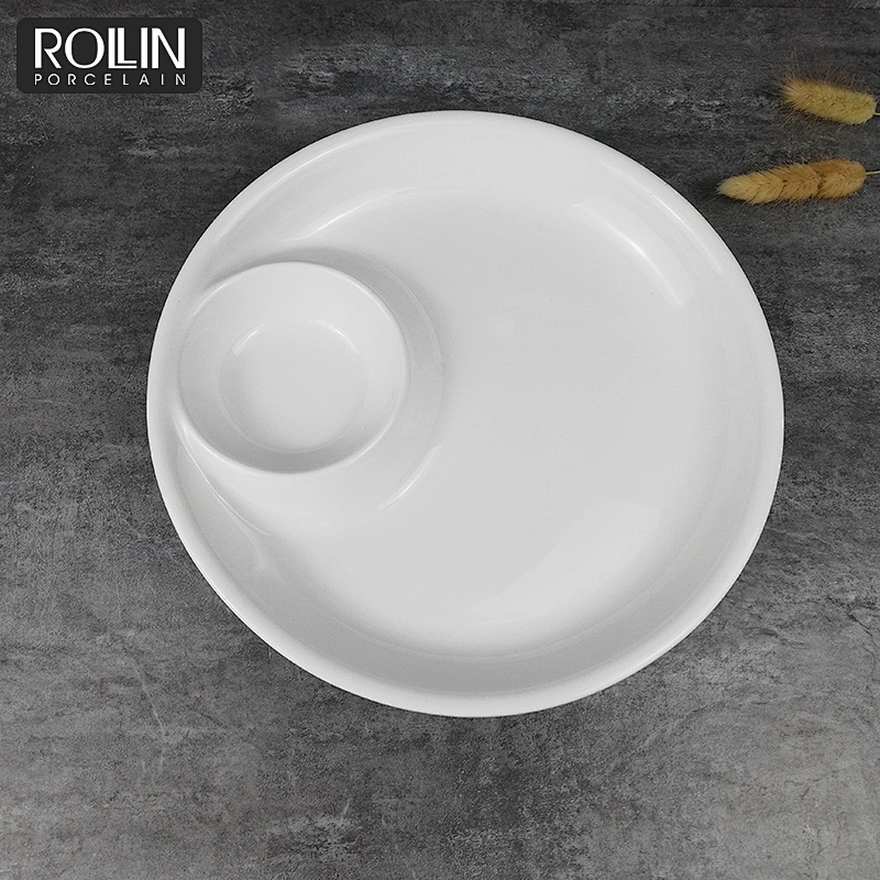 Eco-friendly dinnerware white porcelain plates serving plate for restaurant