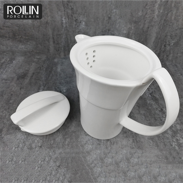 High quality dinnerware ceramic tea pots coffee table set white porcelain ceramic coffee pot