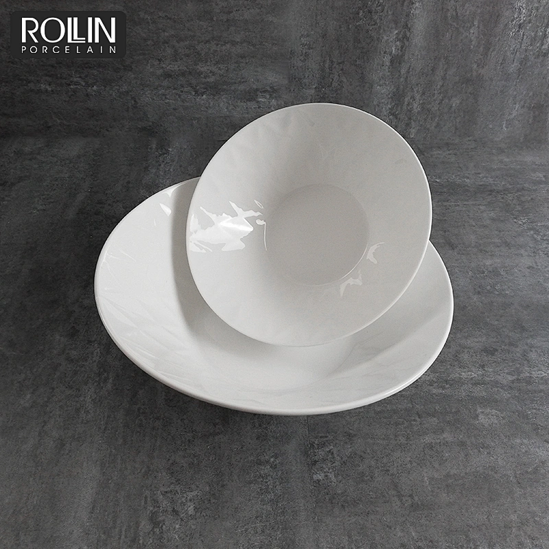 Hotel restaurant used food container porcelain ceramic different size soup bowl with figure