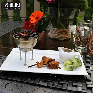 Porcelain rectangular white porcelain salad plate for Hotel and Restaurant