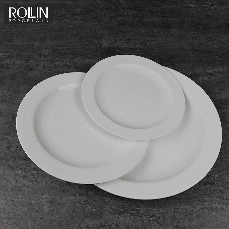 Wholesale good quality restaurant buffet dinner plate white hotel porcelain plates