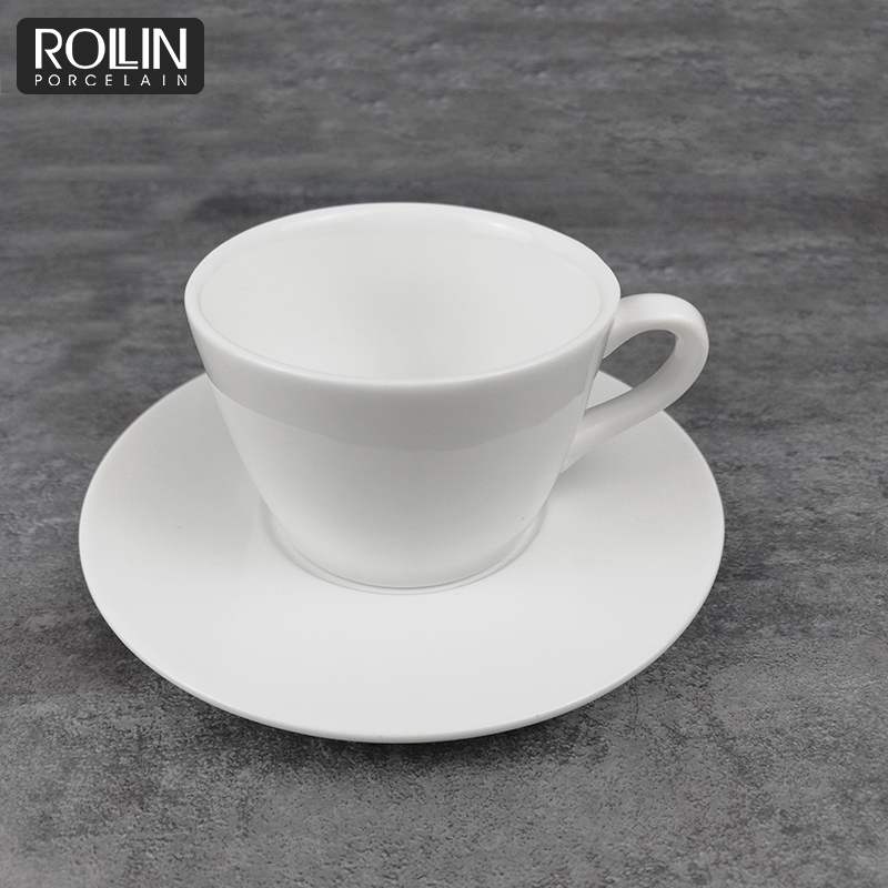 wholesale hotel&restaurant white ceramic tea cup porcelain espresso cup with saucer