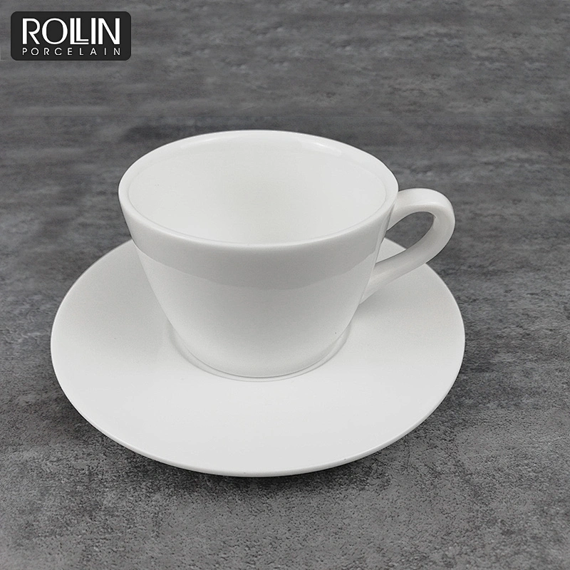 wholesale hotel&restaurant white ceramic tea cup porcelain espresso cup with saucer