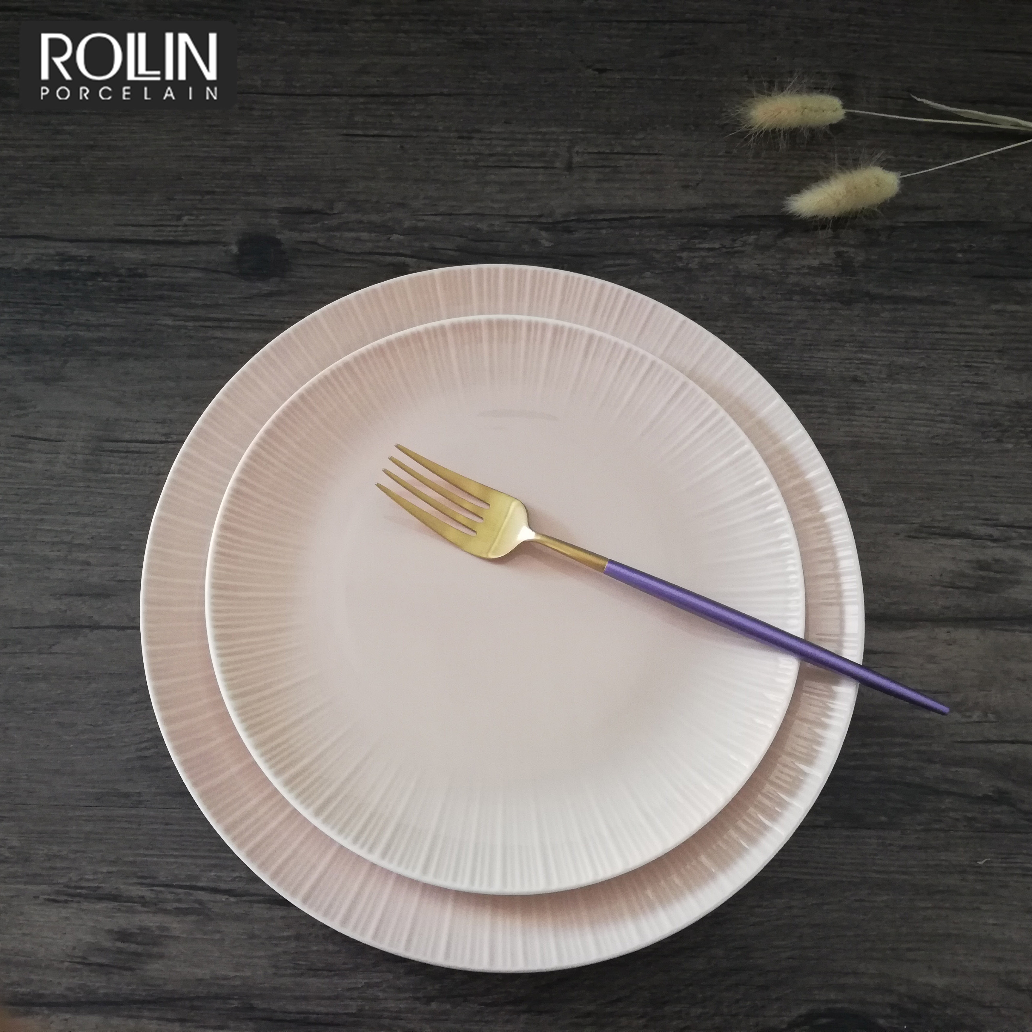 High quality western food hotel used colorful bone china dinner plate