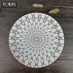New design white black ceramic porcelain decal side plate dinnerware dinner set