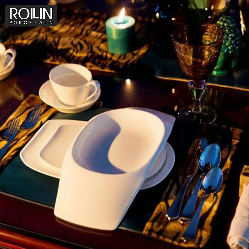 Rectangular Soup Plate ceramic plates for 4-5 star Hotel and Restaurant