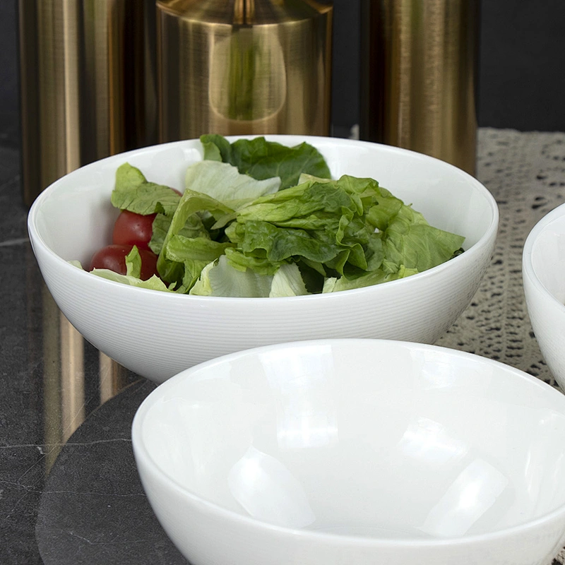 White Ceramic Cereal Bowls Round Ceramic White Porcelain Bowls Household Dinner Serving Salad Custard Soups Rice Bowl