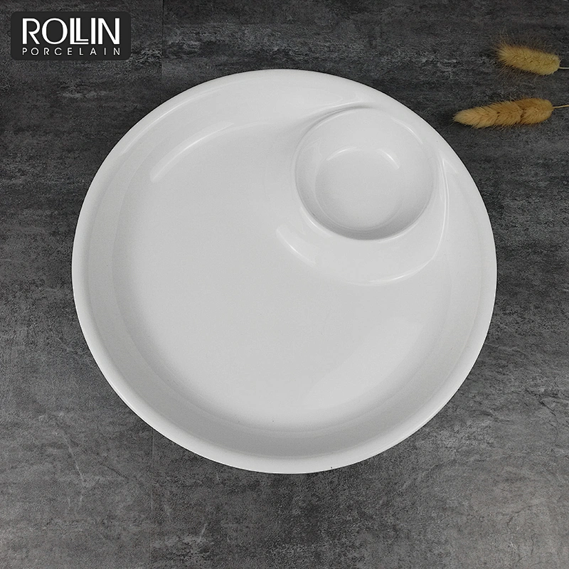 Eco-friendly dinnerware white porcelain plates serving plate for restaurant