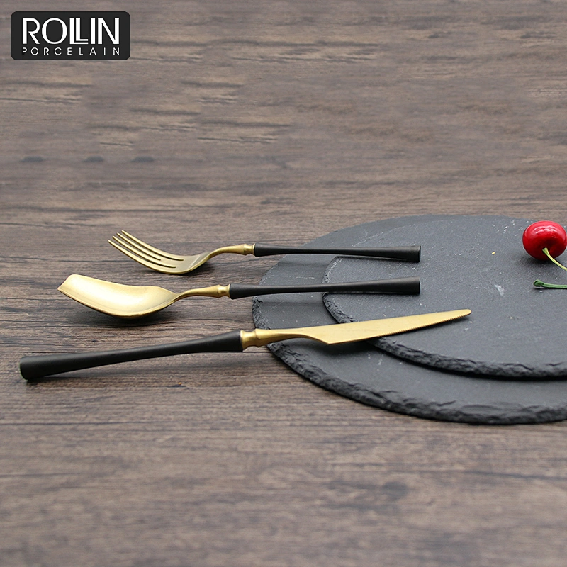Hot Selling Black and Gold Color Cutlery for Hotel and Restaurant