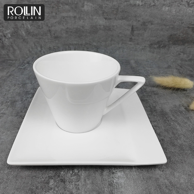 porcelain wholesale high quality coffee cup with square saucer