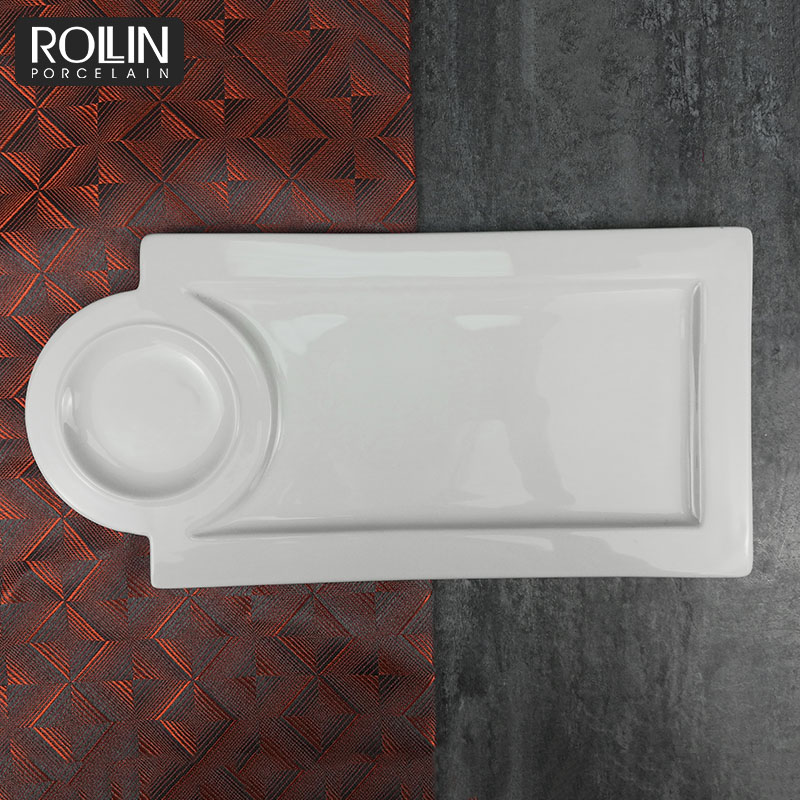 Wedding banquet used irregular shape ceramic cooking plate