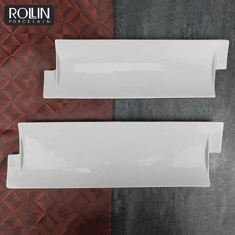 new design wedding banquet flat sushi bread  plate rectangle white ceramic coating  plates