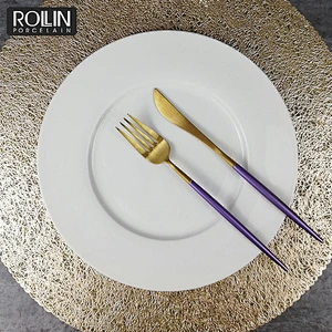Chinese white color wholesale restaurant weddings banquet porcelain ceramic round  plates