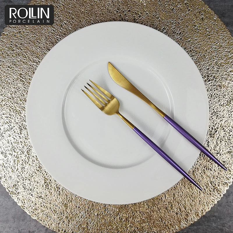 Chinese white color wholesale restaurant weddings banquet porcelain ceramic round  plates