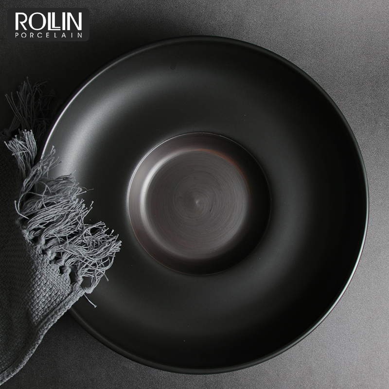 Porcelain Black Color Porcelain Soup/Pasta Plate for Hotel and Restaurant