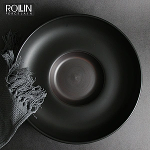 Porcelain Black Color Porcelain Soup/Pasta Plate for Hotel and Restaurant