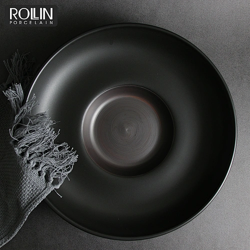 Porcelain Black Color Porcelain Soup/Pasta Plate for Hotel and Restaurant