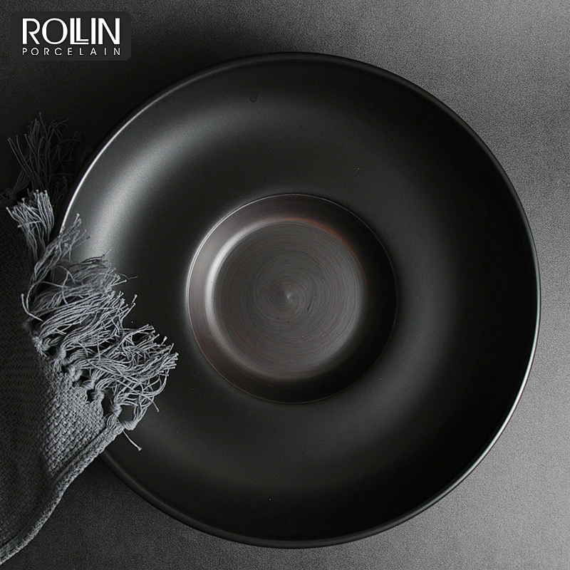 Porcelain Black Color Porcelain Soup/Pasta Plate for Hotel and Restaurant