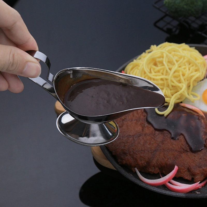 Western Restaurant Usage Stainless Steel Gravy Sauce Boat Serving Jug Thermal Sauce Container