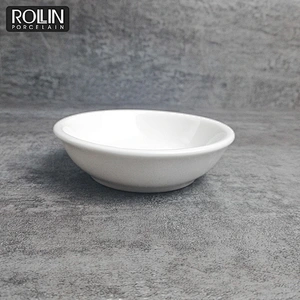 Hotel Restaurant Ceramic Porcelain Fine Bone China Small Round Thick Dinner Plates Sauce Dishes