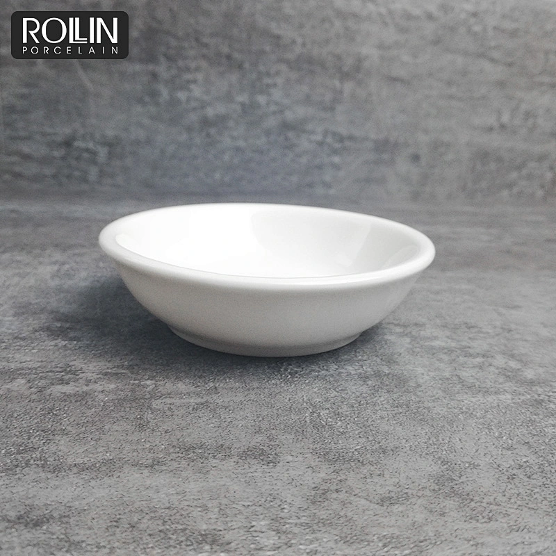 Hotel Restaurant Ceramic Porcelain Fine Bone China Small Round Thick Dinner Plates Sauce Dishes