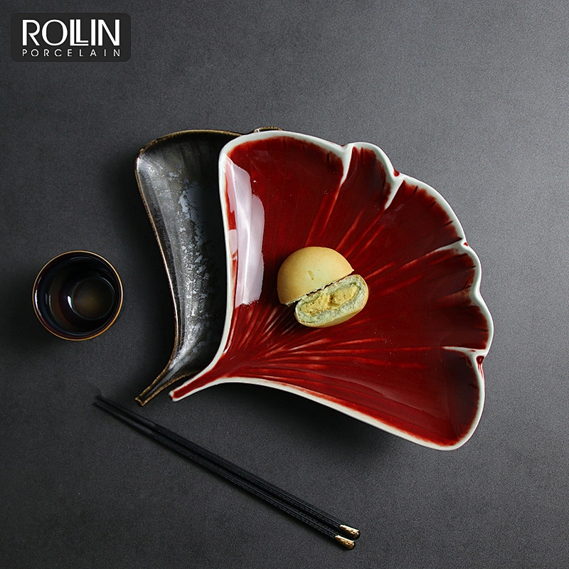 Leaf Shape dish Porcelain Dishes Glazed dessert Dishes