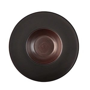 Matt black round pasta dinner sweet plate ceramic restaurant for hositality banquet wedding catering wholesale