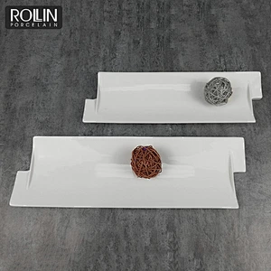 new design wedding banquet flat sushi bread  plate rectangle white ceramic coating  plates