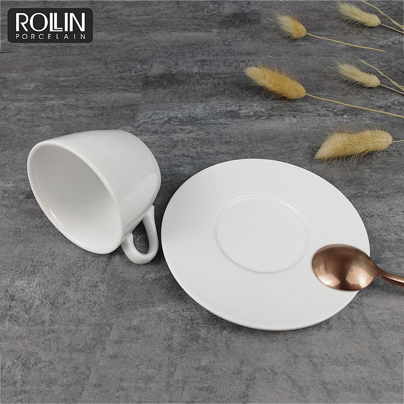 wholesale hotel&restaurant white ceramic tea cup porcelain espresso cup with saucer