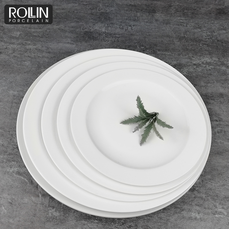 Wholesale good quality restaurant buffet dinner plate white hotel porcelain plates